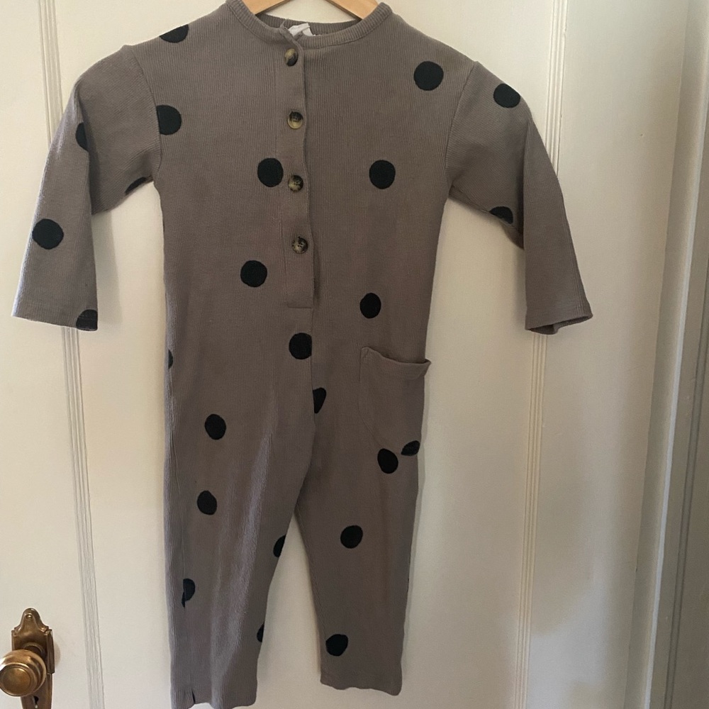 Polka dot knit jumpsuit